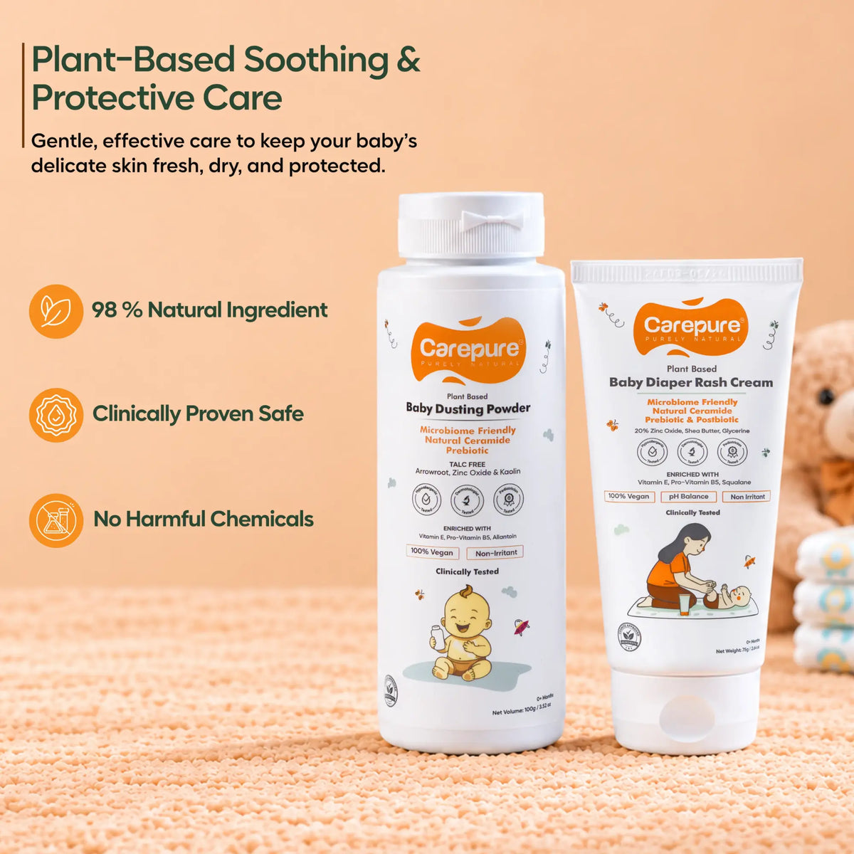 Soothing Combo Baby Dusting Powder + Diaper Rash Cream