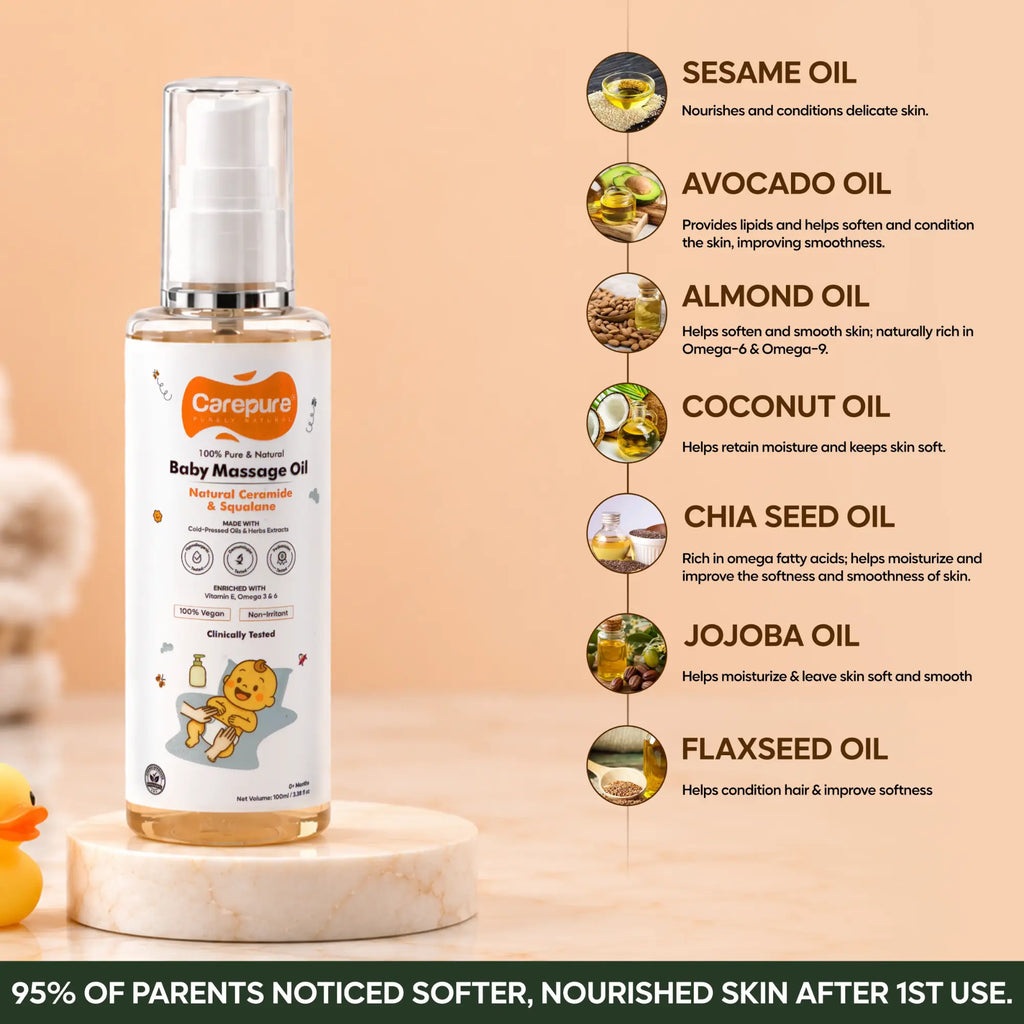 Pure Cold-Pressed Baby Massage Oil With Ceramide & Squalane