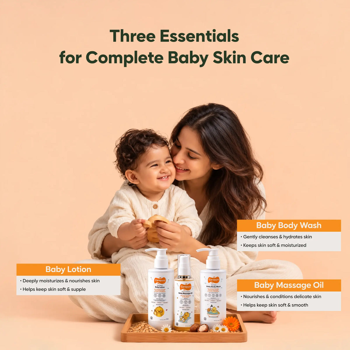 Healthy Glowing Skin Combo  Baby Bodywash + Baby Lotion + Baby Massage Oil