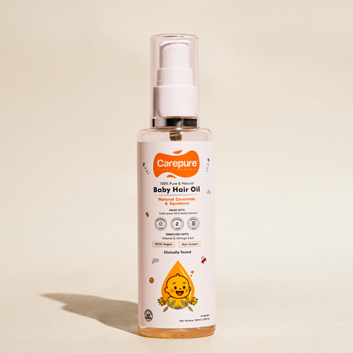 Pure Cold-Pressed Baby Hair Oil With Ceramide & Squalane