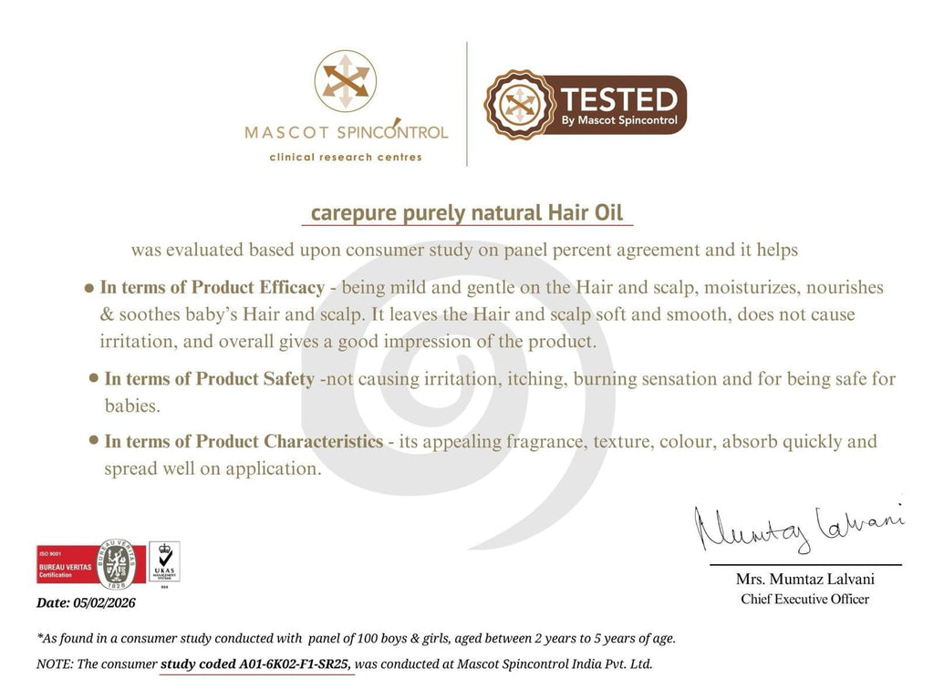 Pure Cold-Pressed Baby Hair Oil With Ceramide & Squalane
